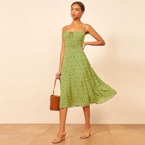 Reformation Bran Floral Midi Dress in Samantha Green